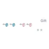 Морской синий + розовый [С подарками Серебряный синий Снежинка Серьги-гвоздики]