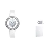 Серебряный-Циркон Версия + Белый Кожаный Ремешок