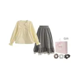 Желтая рубашка + юбка (включает резинку для волос + коробка)