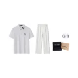 Комплект одежды (Белый топ + Бело-серые штаны Фотиния) с двойной коробкой