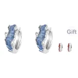 Серьги-кольца "Лазурный Ледник" с огненно-красными серьгами-кольцами "Пламя Огня"