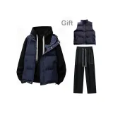 Black (В комплекте с темно-синим синим жилетом + черными утолщенными повседневными штанами)