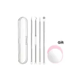 Классический набор игл для удаления прыщей, 4 шт. + мини-зеркальце для макияжа, 1 шт. (узор случайный)