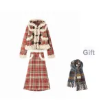 Клетчатый красный набор-с подарками случайный шарф
