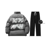 Флисовый комплект одежды (темно-серый топ + черные штаны)