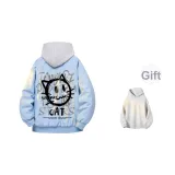 Светло-синий [MY1099 Хлопковый пуховик] (в комплекте с высококачественным белым и серым свитшотом с фотокемией)