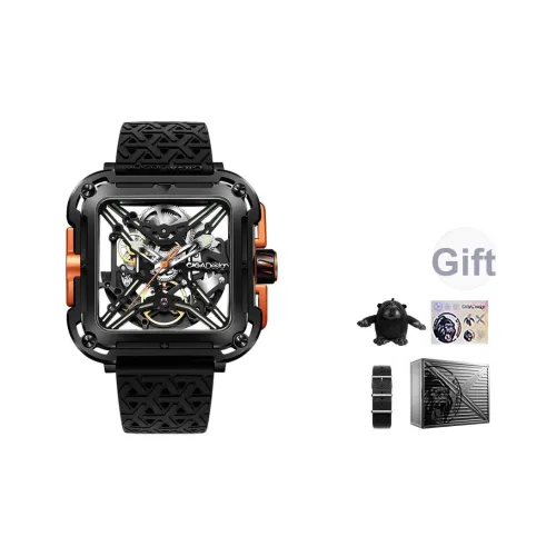 CIGA Design X Collection Gorilla Watch Автоматический Механический Механизм Силиконовый Ремешок Часы Мужские Черный Циферблат