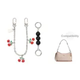 [Серебряный] Черный жемчуг + вишневый декоративный, цепочка 30 см