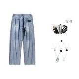 Средний синий (в комплекте с модным ожерельем + сумка через плечо)