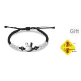 Черный кролик, кристальный браслет-шнурок (в комплекте с талисманом удачи в виде треугольника)