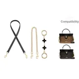 [Подмышечный тонкий плечевой ремень трехкомпонентный комплект] Тонкий плечевой ремень черный 67 см + декоративная цепь 45 см + черная круглая застежка с четырехлистным клевером удлинительная цепь