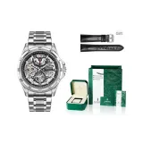 Премиум подарок, квадратная коробка, серебряный корпус с белым циферблатом, серебряный стальной браслет