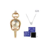Золото, полоска, белый циферблат (синяя коробка + ожерелье)
