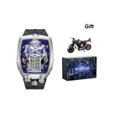 [Подарочная коробка Набор + Байкер Орнамент] Серебряный корпус, черный ремешок