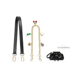 Черный тонкий ремешок + декоративная цепочка с вишней