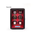 (Новый Улучшенный Сканер отпечатков пальцев Замок Версия) Черная микрофибра + кожа + сенсорный экран [Шесть слотов для часов]