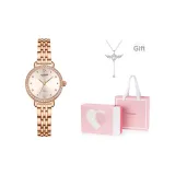 Шампанское Стальной браслет [Розовое сердечко Коробка + сумка для покупок + Ожерелье с сердцем Ангела]