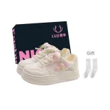 Бежевый Розовый (Черная обувь Коробка + Носки)