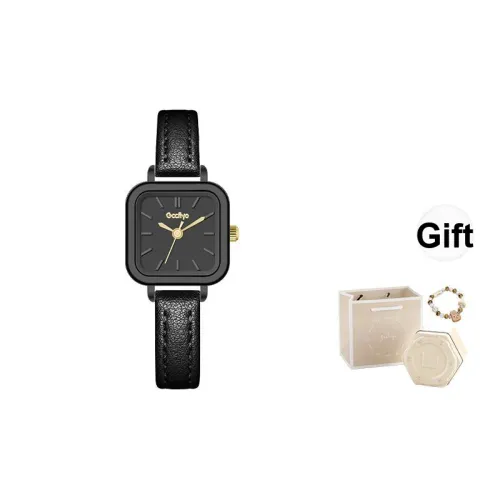 GCCLIYO Кварцевый механизм кожаный ремешок часы женские черный циферблат