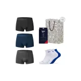 Трусы (Черный, Синий, Темный Фотиния, Серый) + Носки (Белый, Белый, Синий)