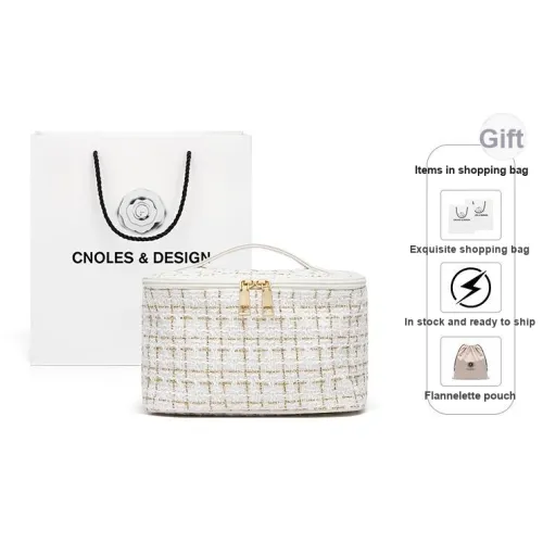 CNOLES Текстиль Синтетическая кожа Makeup Bag Портативный мешок для хранения Стандартный Женские CHANEL Черный CHANEL Белый