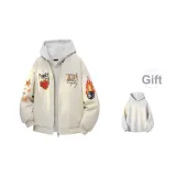 Куртка цвета экрю (в комплекте с высококачественным бело-серым свитшотом с фотокемией)