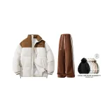 Комплект одежды (Пальто цвета экрю + Брюки кофейного цвета) с Свитшотом