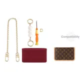 Маленькая подсумка [Полный комплект с подмышечным набором] Подкладка подсумки (бургунди) + 40 см медная декоративная цепь + жемчужный удлинитель цепи