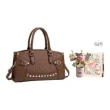 Коричневый + Маленький цветок + Сумка для покупок + Заказная поздравительная открытка