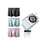 [9053 Коровья кожа ремень] 120S Ленцинг модал [Черный + Циановый + Розовая кожа] 3 шт Подарочная коробка комплект