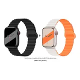 Яблоко Силиконовый ремешок - Полночный черный * Звездный свет Апельсин