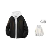 Черная подкладка и утолщенный термический пуховик (в комплекте с высококачественным белым и серым свитшотом с фотокемией)