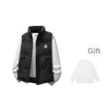 Черный жилет + белый свитшот с круглым вырезом