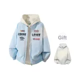 Светло-синий (1099 Теплый хлопковый пуховик, Бесплатно Белый Фотиния Серый Свитшот)