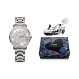 Серебряный корпус, розовый циферблат, розовый стальной браслет [женский]