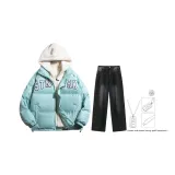 Комплект (Мятно-зеленый топ + черно-серые штаны) (включает ожерелье)