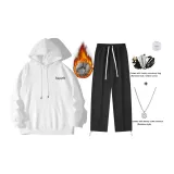 Флисовый комплект в белом цвете (включает модное ожерелье + сумку через плечо)