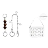 [Белый (Средний) Сумка Двухкомпонентный Комплект] Коричневый Бусина Удлинитель Цепь + Декоративная Цепь (В комплекте с Пружинным Кольцом)