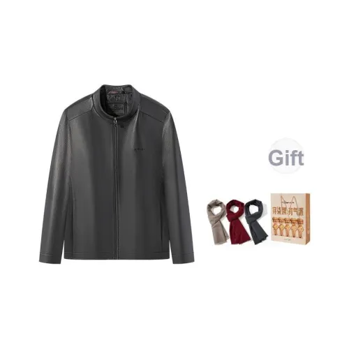 SEVEN Кожаная Куртка Мужская Любой Цвет Шарф 1 Упаковка Сумка для покупок Комбо Набор