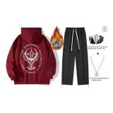 Флисовый комплект с красной подкладкой (включает модное ожерелье + сумку через плечо)