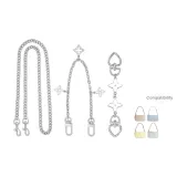 Серебряная цепь с удлинителем в виде четырехлистного клевера + декоративная цепь с четырехлистным клевером + длинная цепь 90 см