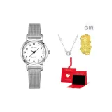 Серебряный ремень, белая пластина, коробка "Восторг" (с подарками: 999 золотая наклейка для телефона "Процветание" + ожерелье включено)