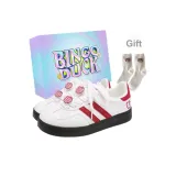 Белый Красный + Эксклюзивная обувь Коробка + Подарочные носки