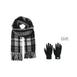Черный Белый Шарф + Черные Термические Перчатки