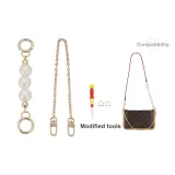 Золотистый круглый замок, жемчужная цепь 15 см + золотистый декоративный, цепь 40 см [включает модифицированные аксессуары]