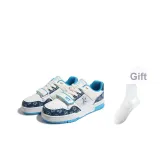 Винтажный Белый Синий (В комплекте носки*1)