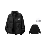 Черный жилет + черный круглый вырез свитшот