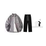 Серый топ + черные брюки (одна бесплатная футболка бренда T-Рубашка)