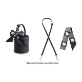 Черный кожаный ремень, регулируемый 92-120 см + белый шелковый шарф с камелией, 89 см