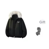 Черный [Белый Бархат] Шарф с узором "гусиная лапка"